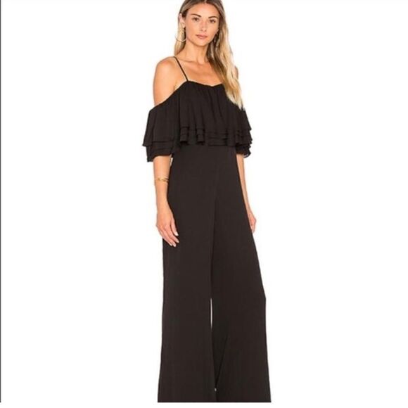 Amanda Uprichard Black Aida Off Shoulder Jumpsuit size Small - Picture 3 of 11